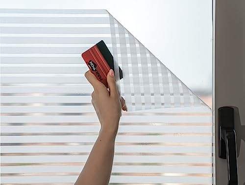 MARAPON® Fensterfolie mit Streifenmuster [118x200 cm] inkl. eBook mit Profitipps - Sichtschutzfolie Fenster mit statischer Haftung - Milchglasfolie - Fensterbilder selbsthaftend Blickdicht
