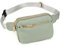 UTO Bauchtasche Hüfttasche für Herren und Damen PU Leder Mode Schlanke leichte Wasit Pack Tasche mit 3 Reißverschlusstaschen Blassgrün