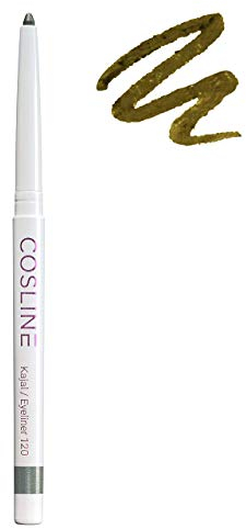 COSLINE Kajal und Eyeliner 120 Libelle, Grün, Wasserfester Kajal, Verschmiert nicht, Changierender Lidstrich in Grün, Gold & Braun, Weiches Auftragen, Starke Pigmentierung, Vegan, Made in Germany