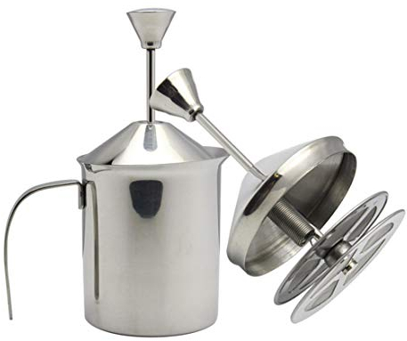 LTLWSH Manual Milk Frother,Stainless Steel Hand Pump Milk Foamer Milk Frothing Pitchers DIY Fancy Coffee Cream Coffee Foamer Milk Creamer for Cappuccinos Coffee Latte,800ml