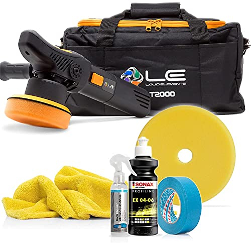 detailmate Poliermaschinen - Politur Set - Liquid Elements T2000 V3 Exzenter Maschine, 125mm Scheibe - Sonax polieren- Poliermaschinen Set (Basic+ - 250ml)