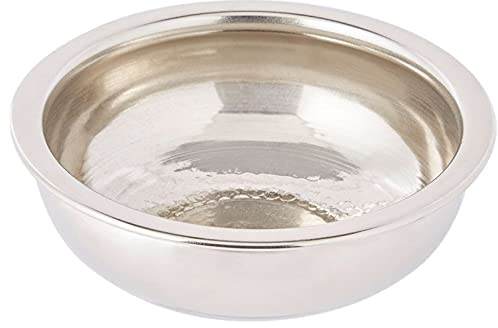Orientalische runde Hamam Schale aus Messind Kassal 15cm groß Silber | Orient Dekoschale mit hoher Rand | Marokkanisches Servierschale Rund | Orientalische silberne Deko auf dem gedeckten Tisch