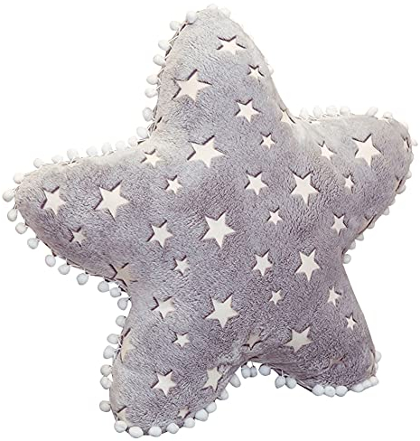 JAWSEU Kuschelkissen Glow in The Dark, Plüsch Stern Weiches Kissen Puppe für Kinder, Rückenkissen Hausdekoration Dekokissen Plüsch Spielzeug für Weihnachten Geburtstag Geschenke