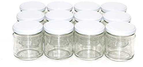 Stoff-Kollektion 12x 210ml Einmachgläser mit Deckel Vorteilspack | Sturzglas Marmeladenglas (Weiß)