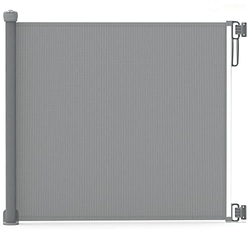 VOUNOT Türschutzgitter Roll 0-180cm, Treppenschutzgitter Ausziehbar Treppenschutzrollo Einziehbares Tür für Babys, Hunde, Katzen, Grau