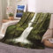 Blanket Decke, Wohndecke Kuscheldecke Flanell Grün Wasserfallbrücke des Waldes Flanelldecke 160x200CM Weich Warm Sofa Bett Geschenk