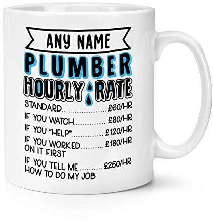 Personalised Plumber Hourly Rate 10oz Mug Cup