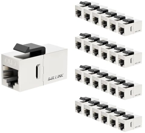 iwillink Lot de 25 coupleurs blindés RJ45 Keystone 10 Gbit/s CAT7 | Coupleur Ethernet, prise Keystone femelle vers femelle, insert STP Keystone pour câble Cat7/Cat6a/Cat6/Cat5e