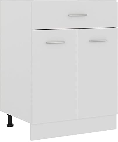 BULANED Schubunterschrank, Küchenunterschrank, Küchenschränke, Küchenmöbel, Unterschrank, Kitchen Furniture, Weiß 60x46x81,5 cm Spanplatte