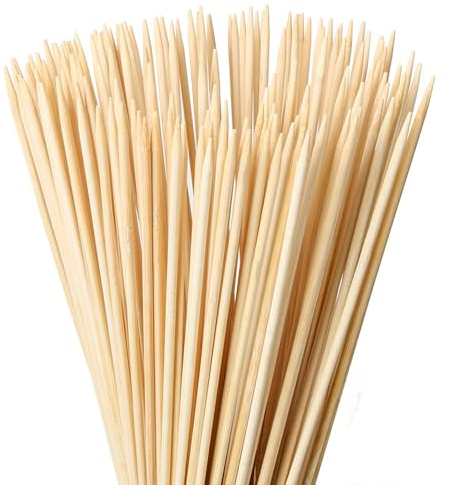 Lahviuu Brochetas Barbacoa,300 Pcs Pinchos Barbacoa de Bambu Pinchos de Bambú Palos de Bambu para Parrilla y Aperitivos Palitos de Madera,Pinchos para Espetos de Sardinas Buffets,25cm*3mm
