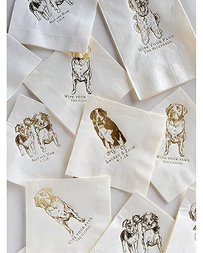 50 Stück personalisierte Servietten mit Foto und Namen, Hochzeits-Cocktail-Servietten, personalisierbar, Haustier-Hunde-Party-Dekor-Servietten, Braut, Duschempfang, Jahrestag, Geburtstag, Babyparty,