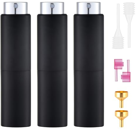 Toureal 20ml Atomizador Perfume (3 Piezas) Perfumador Dispensador, Botellas de Viaje, Spray Pulverizador Pequeño para Colonia (Negro)
