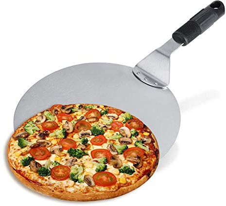 Riuulity Backschaufel, Rund, Werkzeugablage, Pizzaschaufel, 1 Stück, Edelstahl, Kreisförmig, Kreisförmiges Werkzeug, Werkzeug für Utensilien, Kelle, Gartenschaufel, Garten-Pizzaschalen