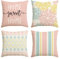 Artoid Mode Rosa Blau Dahlien Geometrisch Kissenbezüge 4er Set, 45x45 cm Frühling Zierkissenbezug Cushion Cover Couch Wohnzimmer Außenbereich Deko