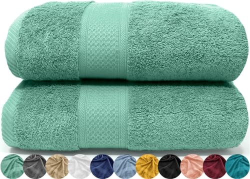 LEBENGOOD Juego de Toallas de Baño 100% Algodón Premium 550gsm | 2 Toallas Grandes (70x130 cm) | Suaves, Absorbentes y Resistentes | Set de Toallas de Ducha para Hogar, Hotel y Gym (2 70X130 Aqua)
