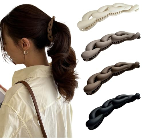 Ypkia 4 Stück Bananen Haarspangen Vintage Bananenspange Pferdeschwanz Halter Bananen-Clips Fisch-Clips Haarschmuck Für Damen Und Frauen