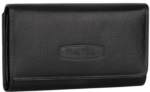 EAAKIE RFID Damen Geldbörse Portemonnaie Geldbeutel Damenbörse Leder 14 Karten (Schwarz)