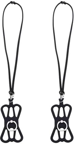 FIBOUND 2er-Pack Handy-Lanyard - Verstellbarer Silikon-Umhängegurt, Abnehmbarer Cross-Body-Gurt für Die Meisten Smartphones (Schwarz)