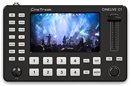CINETREAK Cinelive C1 4* HDMI Video Recorder Streamer livestream Video Mixer switcher con PTZ Camera Control Broadcast switcher Produzione Live Mixer per OBS, Vmix, streamyard