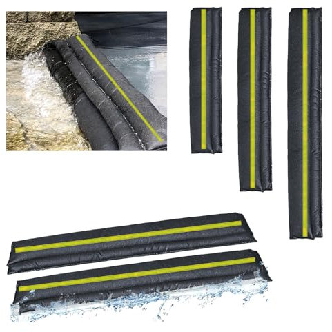 Estresen 2 pcs Sac de absorbeurs de Fuite d'eau, barrière Anti inondation activées par l'eau avec Bande réfléchissante boudins Anti-inondation pour Garage Maison Contre la Pluie Fuite d'eau 180x20cm
