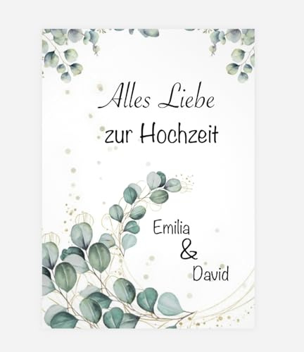 Hochzeitskarte personalisiert//Hochzeitskarte Eukalyptus personalisiert (Klappkarte)