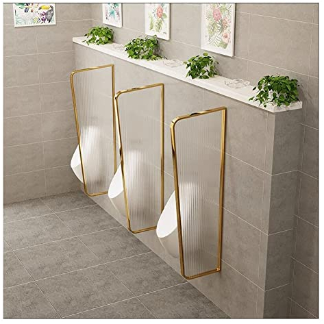 NOALED Urinal-Sichtschutz-Toilettentrennwand, Urinal-Sichtschutzplatten, wandmontierter Urinal-Trennschutz, Edelstahlrahmen und durchscheinende Glasscheibe