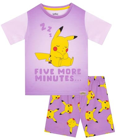 Pokémon Pyjamas Pikachu Ensemble Fille | Pyjamas pour Enfants pour l'été | Violet6-7Ans