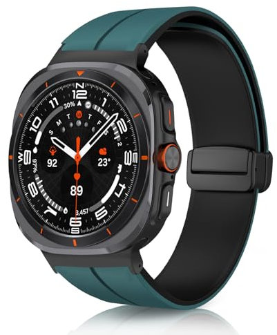 KeeFos Correa Compatible con Samsung Galaxy Watch Ultra 47mm (2025 2024), Magnética Banda Silicona Correas de Repuesto para Samsung Galaxy Watch 8 Ultra 47mm 2025 - Verde