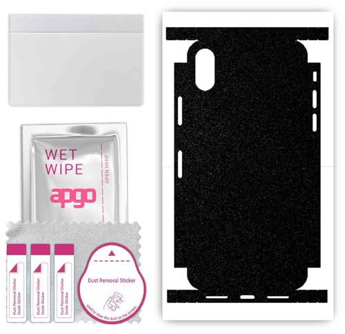 apgo Rückseite + Seiten Schutzfolie, Skin, kompatibel mit Apple iPhone XS, Hinten Displayschutzfolie aus Vinylfolie, Kratzfest, einfache Montage - Mattschwarz
