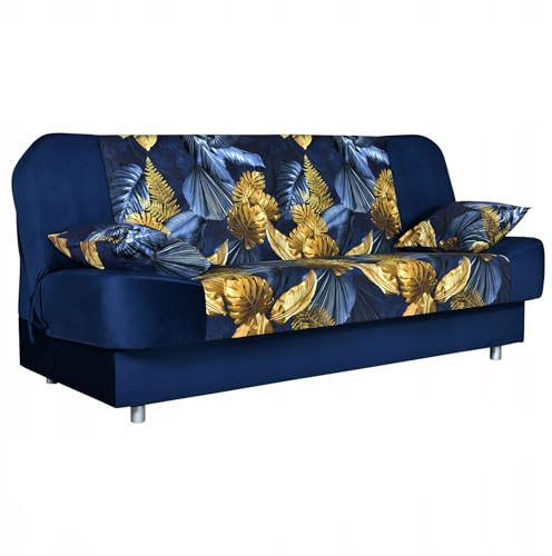 Family Meble Couch, Modell Sara Print Duo, Sofa mit Schlaffunktion, Schlafcouch, Schlafsofa mit Bettkasten, Lounge Sofa, Bequem zum Entspannen, Elegantes Design, Für Wohnzimmer, Schlafzimmer, Poly 2