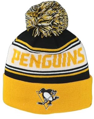 ZHATS Unisex-Erwachsene NHL Officially Licensed Pom Finish Line Beanie-Mütze, Team-Farbe, Einheitsgröße