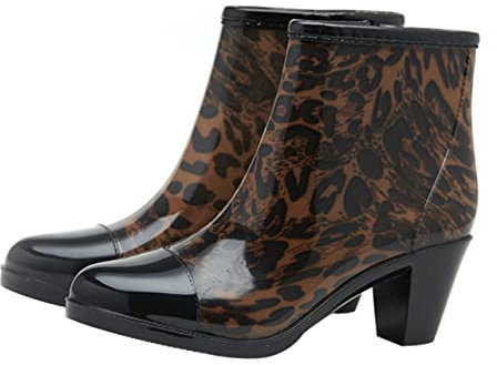 GALPADA Stivali Da Pioggia Corti in Pvc Suola Antiscivolo Stivali Da Pioggia Alla Moda Tacco e Cerniera Laterale Scarpe Da Per Campeggio e Escursionismo