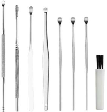 KOMBIUDA 8pièces Set -oreilles Acier Inoxydable Avec Design Spiralé Antidérapant Nettoyant Cire Oreille Sûr Pour Homme Et Femme à Domicile