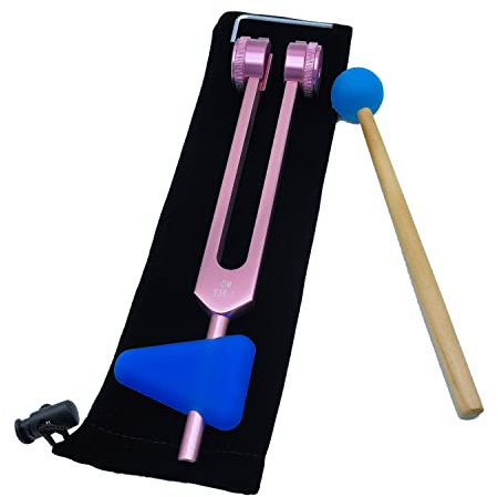 Louttary 136.1 OM136.1 Stimmgabel aus Aluminiumlegierung mit Hämmern für die Heilung des Chakra, Therapie durch Klang, Stressabbau, Rosa