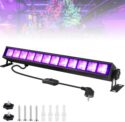 GOMETY UV Schwarzlicht Lamp Bar, 36W UV LED Schwarzlicht Lamp mit Schalter, 385-400nm UV Licht Röhre für Disco Glow Party Party Zubehör Halloween Deko Bühnenbeleuchtung Neonfarbe