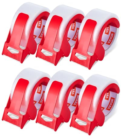 VEVOR Clear Packing Tape, 3 inches Core, 6 Rolls 1.88 Inches x 65 Yards Packing Tape with Dispenser, 2.7 Mil Heavy Duty Packaging Tape Designed for Moving, Storage and Packing, Shipping and Mailing