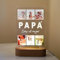 Cristal Plaque Lámpara LED Personalizada con 6 Fotos y PAPÁ en el Centro – Metacrilato Premium y Base de Madera Iluminada – Regalo Único para el Día del Padre, Cumpleaños y Aniversarios
