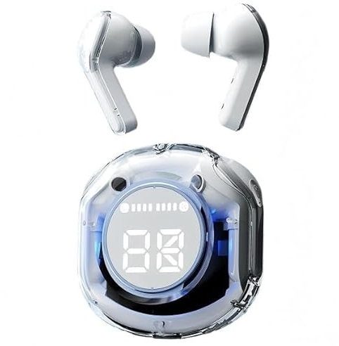 Genérico Auriculares Inalámbricos, Auriculares Bluetooth 5.4 con HD Micrófono, Cascos Inalambricos Bluetooth con Potentes Altavoces de 13 mm, LED Pantalla,Sonido Melodioso (Blanco)