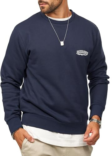 JACK & JONES Herren Sweatshirt mit Rundhals Crewneck Pullover Sweater für Männer im Regular-Fit - JJ24756-NAVBLA-S