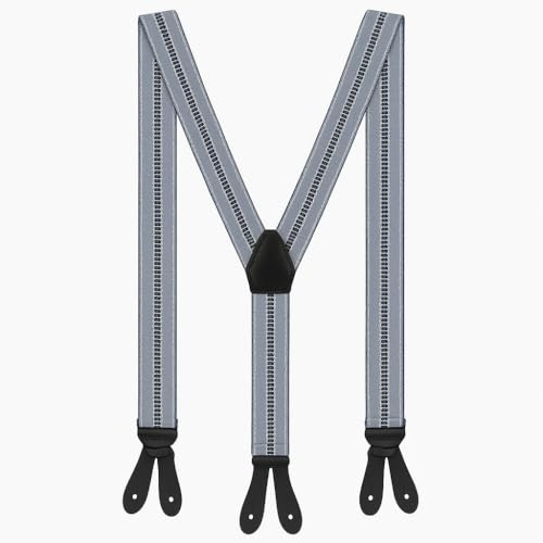 Zukunftsenkel Elegante Hosenträger 3,5 cm X-Form mit Knopfverschluss Verstellbar für Herren & Damen, ohne Clips Anzughosenträger zum Knöpfen mit 6 Knopfloch Suspender