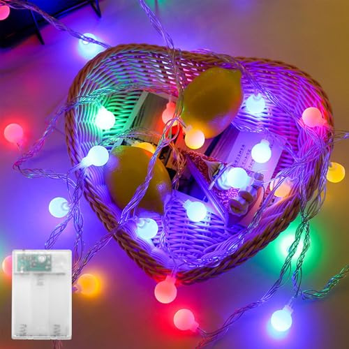 ENLACE LED Lichterkette Kugeln, 4M 40 LED Bunt Kugel Lichterkette Batteriebetrieben, Weihnachtsbeleuchtung, Kugel Lichterketten für Weihnachten, Hochzeit, Party, Balkon, Innen Deko