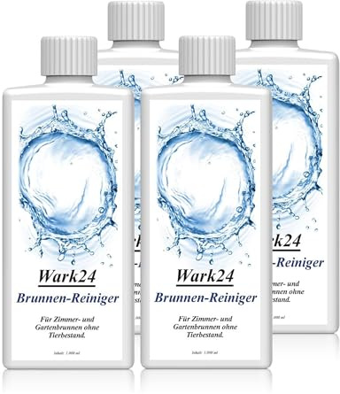 Wark24 Brunnenreiniger 4x 1L, Algenvernichter für Zimmer- und Gartenbrunnen, Algenmittel gegen Algen, Bakterien und Keime, Made in Germany