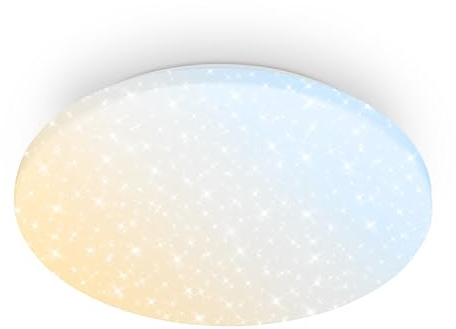 BRILONER - LED Deckenlampe mit Fernbedienung, dimmbar, CCT, Sternenhimmel, 24W, 2600lm, Sehr hell, LED Lampe, Deckenleuchte, Wohnzimmerlampe, Deckenlampe Schlafzimmer, 34 x 6 cm, Weiß