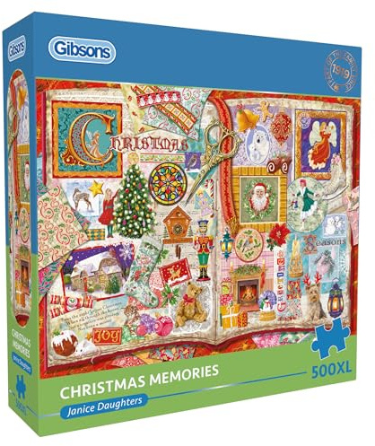 Gibsons Christmas Memories 500XL Jigsaw Puzzle for Adults - Extra Large Pieces for Easy Handling - Decorative Festive Holiday Artwork by Janice Daughters - Premium Sustainable UK/EU Made - Great Gift