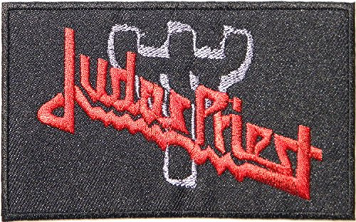 'aufnaher Judas Priest Metal Rock Punk Music Band Logo pour Homme Patch Sew Iron On Embroidered Badge T-shirt Sign Costum Size 4 Width x 2.5height