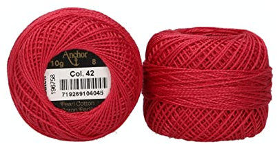 Anchor 4591008-00042 Stickgarne, 100% Baumwolle, pink dunkel, Stärke 8, 82m, 16 Gramm
