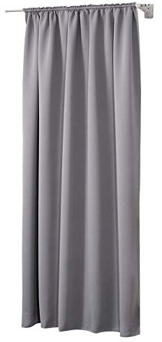 WOLTU Thermovorhang kälteschutz Verdunklungsvorhang Blickdicht mit Kräuselband für Schiene, 250g/m² Schwere Wärmeisolierende Vorhänge Gardinen Wohnzimmer Schlafzimmer, 135x225 cm Grau (1 Stück)