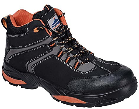 Portwest FC60 Composite Nubuck Leather Ankle Boot Steel Toe Cap Lightweight | Black, 13, S3S EN ISO 20345, Anti-Static Footwear, Back Pull-Tab, Dual Density, Durable, Water Resistant Upper