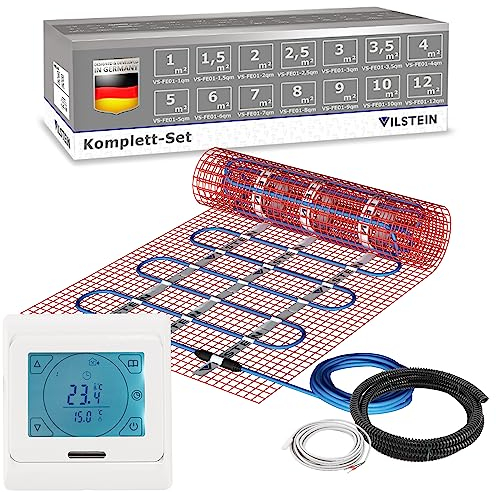 VILSTEIN® Elektrische Fußbodenheizung [150W/m²] - Bodenheizung Elektrisch geeignet für Laminat, Fliesen & mehr - Elektro Fussbodenheizung - Elektrische Heizmatte Fußboden - (3x0.5m - 1.5qm)