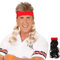 Amakando 80er Vokuhila Stirnband rotes Haarband mit Haarteil blond Proll Klapsband Prolet Haarteil Sportler Frisur Kostüm Zubehör Mottoparty Accessoire